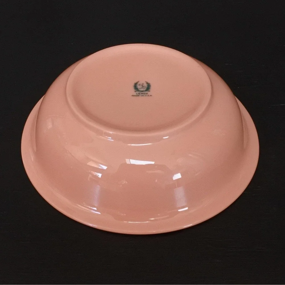 Rare Vintage Lenox Coral Pink Green Mark Porcelain Bowl Set of 2